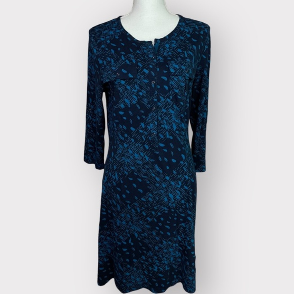 Patagonia Kamala Henley Dress Organic Cotton Roll Tab Sleeves Size Large
